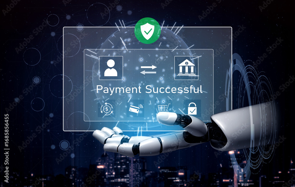Poster ai confirms secure payment transaction, verifying user identity, processing order, and authorizing c