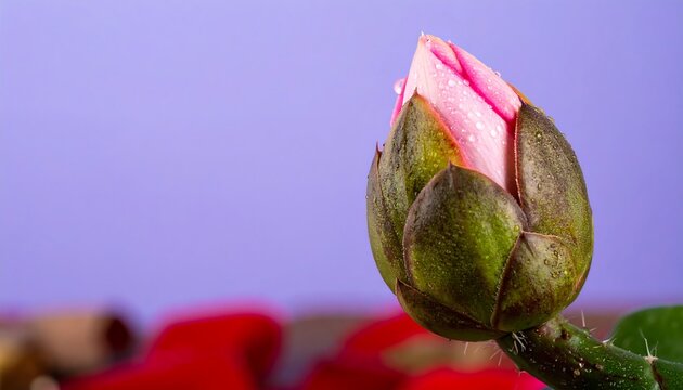 Close-up of a delicate pink flower bud - Powered by Adobe