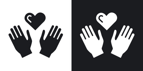 Voluntary service icons vectors in solid black and white style