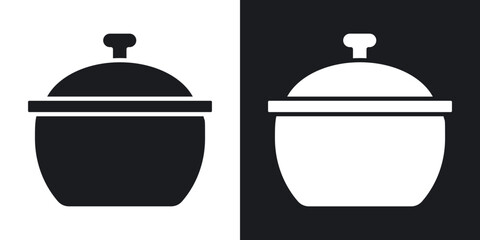 Stew icons vectors in solid black and white style