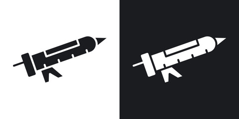 Sealant gun icons vectors in solid black and white style