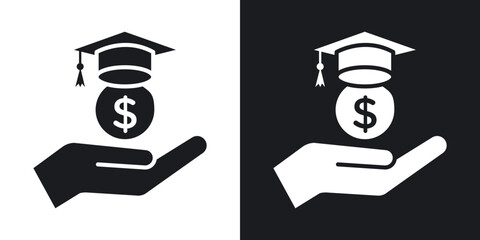School fees icons vectors in solid black and white style
