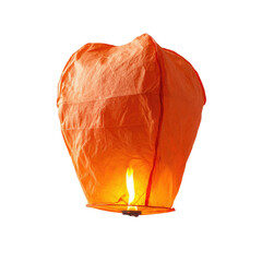Orange sky lantern, flame