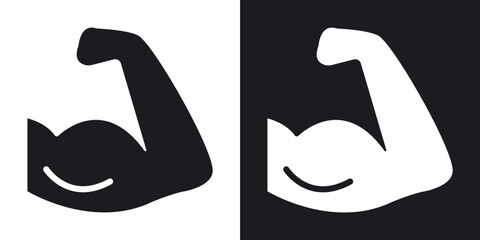 Muscle icons vectors in solid black and white style