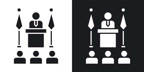 Mayor icons vectors in solid black and white style