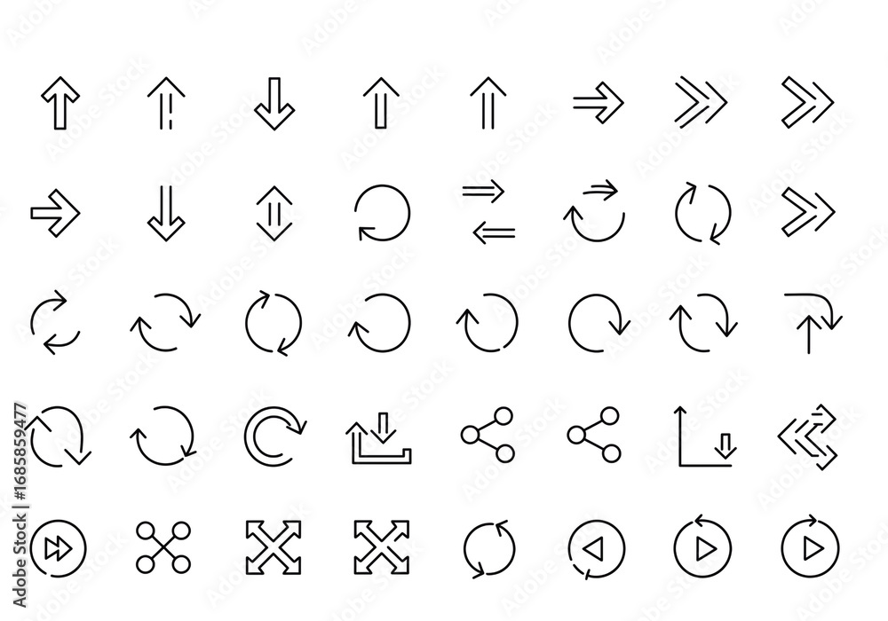 Fototapete modern line icons set for navigation direction and action, perfect for web and app interfaces