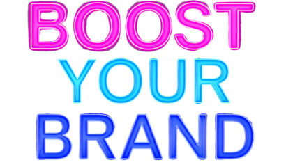  BOOST YOUR BRAND- – Bold modern sans-serif, gradient neon colors, transparent background png