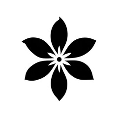 Simple, black outline of a stylized flower.  It's a symmetrical design, with a central point and radiating petals.  The lines are thin and create a delicate, floral pattern