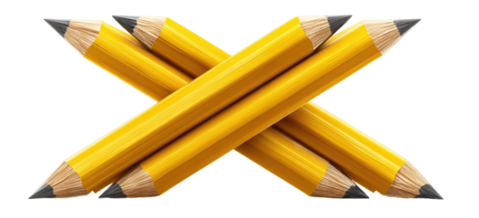Two crossed yellow pencils with dark gray wood