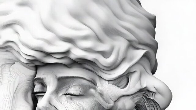 Woman face emerging from abstract lines creating a surreal atmosphere