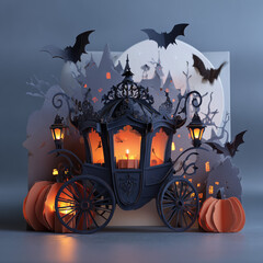 Halloween celebration, ghosts, Halloween greeting cards, pumpkin, candy, carriage, witch, cute vampire, skeleton, cute skeleton, skeleton for Halloween, ghost with smartphone and laptop
