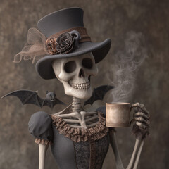 Halloween celebration, ghosts, Halloween greeting cards, pumpkin, candy, carriage, witch, cute vampire, skeleton, cute skeleton, skeleton for Halloween, ghost with smartphone and laptop