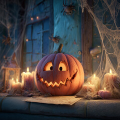 Halloween celebration, ghosts, Halloween greeting cards, pumpkin, candy, carriage, witch, cute vampire, skeleton, cute skeleton, skeleton for Halloween, ghost with smartphone and laptop