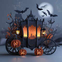 Halloween celebration, ghosts, Halloween greeting cards, pumpkin, candy, carriage, witch, cute vampire, skeleton, cute skeleton, skeleton for Halloween, ghost with smartphone and laptop