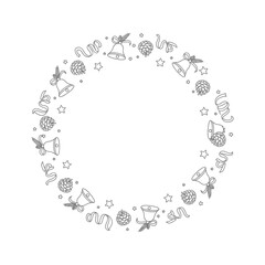 Vector art of hand drawn christmas wreath frame with holiday elements vector illustration