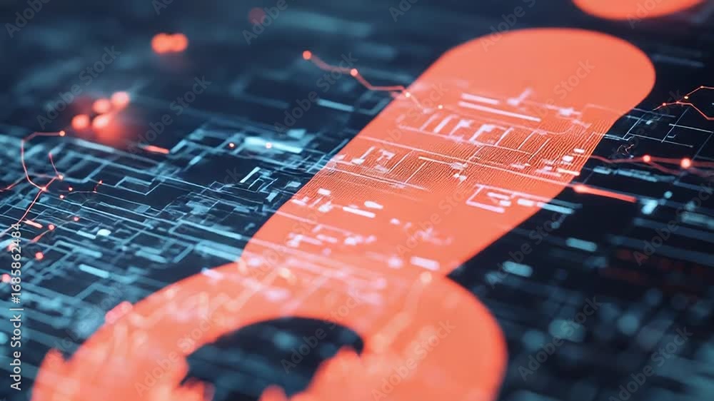 Poster futuristic red circular chart displaying data analysis on digital interface