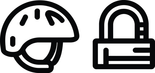 Cycling safety icon featuring protective helmet and security lock for bicycles vector