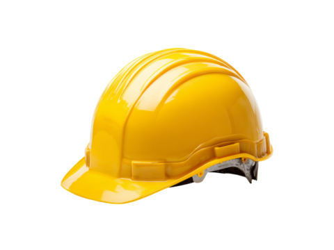 Yellow hard hat safety helmet construction worker, Isolated On white, Png Transparent