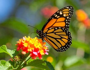 Fototapeta premium Monarch butterfly on vibrant flower