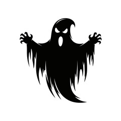 Fototapeta premium Vector art of frightening ghost silhouette, a classic symbol of halloween and paranormal activity