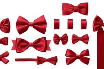 Assorted red bows and ribbons, various styles