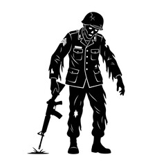 Vector art of a zombie soldier, a scary monster for halloween or horror theme