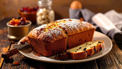Delicious loaf cake with dried fruit