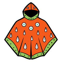 Rain Poncho Vector Illustration | Waterproof Coat Flat Design	