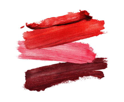Lipstick swatches in varying shades of red