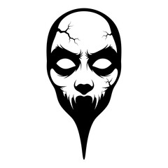 Illustration of a scary mask, a symbol of horror and the unknown