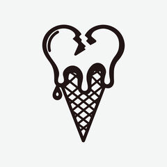 Ice Cream Silhouette Icon Symbol Vintage Retro Graphic, Ice Cream Vector Collection Flat Graphic