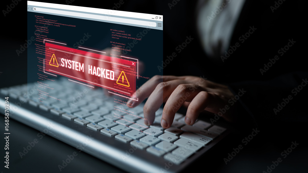 Aufkleber cybersecurity protects digital systems from hackers with it security, attack prevention, and risk ma