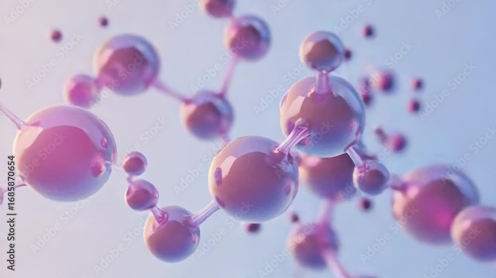 Poster molecules forming complex structure floating on bright background