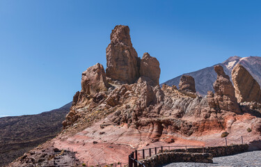Scenic Volcanic Landscape with Teide Peak and Rock Formations, Tenerife, Canary Islands, Spain