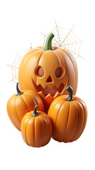 Halloween pumpkins jack o lanterns spooky season autumn harvest fall decoration october celebration trick or treat on transparent background