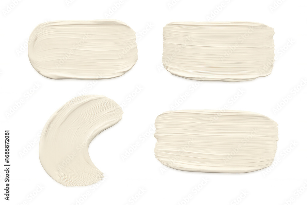 Poster white paint brush strokes texturing transparent background, showcasing versatile artistic design ele
