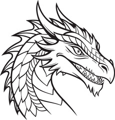 Obraz premium A powerful black wolf tribal tattoo illustration symbolizes the wild nature of a roaring beast