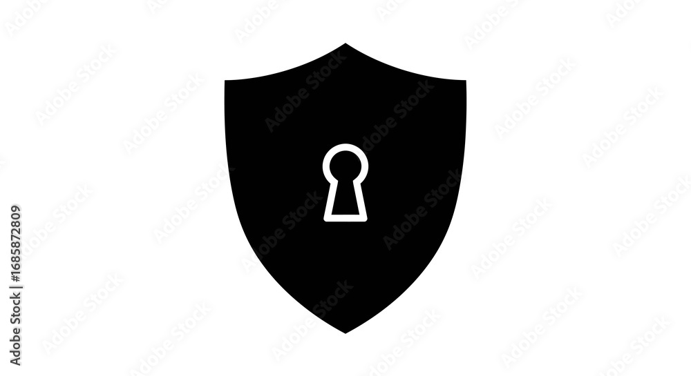 Poster minimalist shield with keyhole symbolizing security and protection