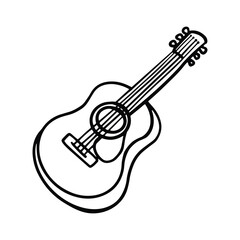 Acoustic Guitar Icon Hand Drawn Black White Thick Lines