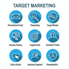 Icon Set for Marketing Strategy - SEO, mobile optimization, brainstorming, social media, data analytics, etc