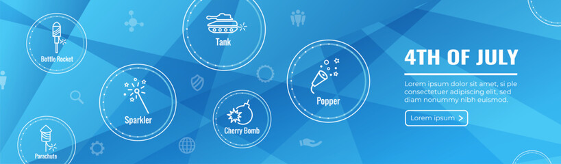 Fireworks and Independence Day Icon Set Web Header Banner