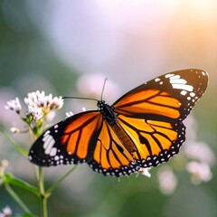 Fototapeta premium Monarch butterfly on wildflowers