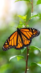 Naklejka premium Monarch butterfly perched on a branch