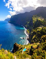 Coastal mountain range with a pool