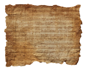 Aged papyrus scroll, showing ancient writing