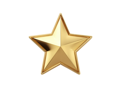 Gold star award achievement success luxury prize, Isolated On white, Png Transparent