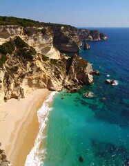 Coastal paradise, sandy beach, turquoise water