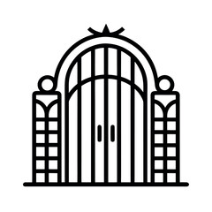 Garden Gate Outline on White Background