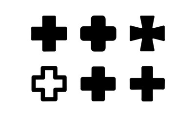 Fototapeta premium Assorted cross shapes set in black silhouette style