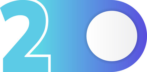 Circular tag with a full gradient fill containing a bold number two.